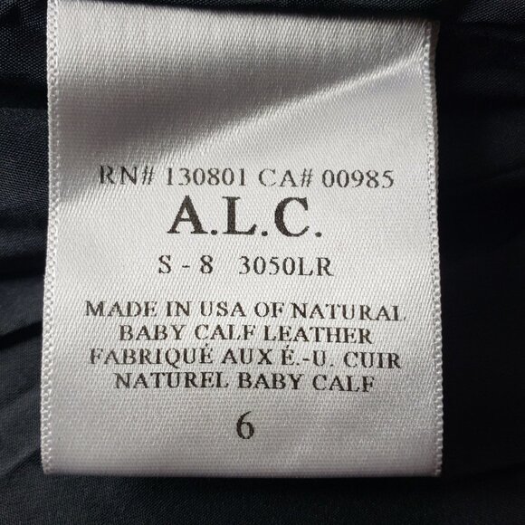 A.L.C. Sz 6 Black Leather Skirt Belted Moto Mini , Zip Pockets, Lined - Picture 7 of 7